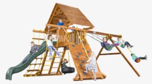 Carnival Castle Pkg Ii With Wood Roof 32b Swingset - Playground Slide