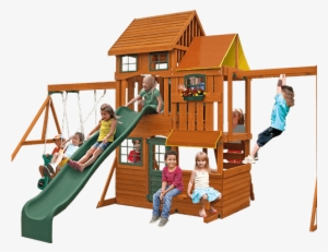 Barrington Cedar Wooden Swing Set - Cedar Summit Premium Playsets Barrington