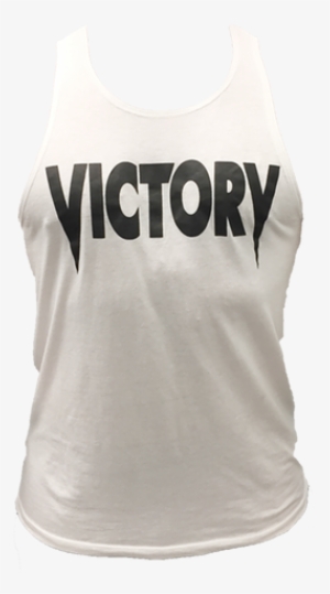 White Tank Top With Black Victory Logo - Active Tank - 498x498 PNG ...
