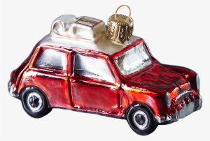 Handcrafted Christmas Ornament Red Car With Sled Mouth - Car