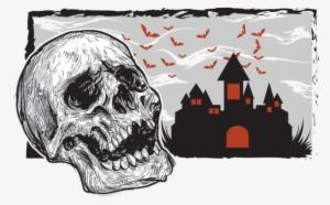 Skull And Castle Illustration, Castle, Vector, Illustration - Skull