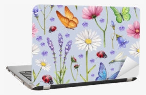 Wild Flowers And Insects Illustration - Personalized Fashion Color Multi Butterfly With Flowers
