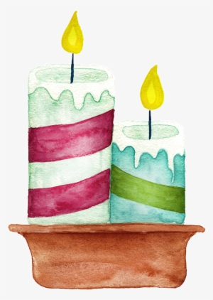 Hand Painted Two Christmas Candles Png Transparent - Candle
