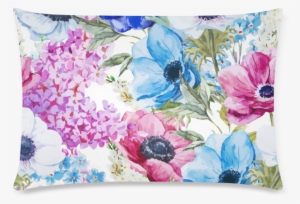Watercolor Floral Pattern Custom Rectangle Pillow Cases - Vintage Chic Pink Floral Shower Curtain