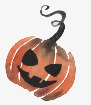 Watercolor Hand Drawn Pumpkin Halloween Transparent - Watercolor Halloween Png