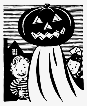 Retro Pumpkin Ghost Svg Royalty Free - Clip Art