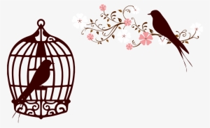 Clipart Floral Birds Silhouette No Background - Flower Silhouette Transparent Background
