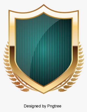 Vector Hand-painted Golden Shield, Vector, Hand Painted, - Emblem