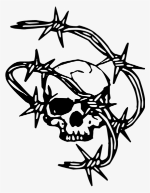 Skull And Barbed Wire Clipart - Skull With Barbed Wire