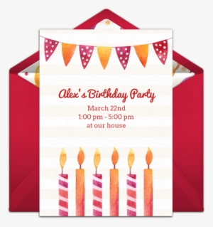 Watercolor Birthday Candles Online Invitation - Birthday