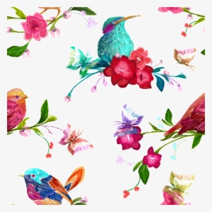Watercolor Flower And Bird Vector Material - 花 和 鳥