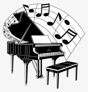 Gold Clipart Piano - Piano With Music Notes