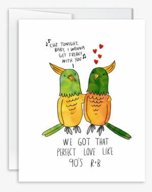Watercolor Greeting Card For Lovers 90's R N B Birds - Cartoon
