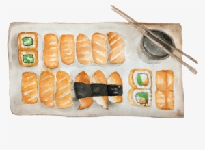 Draw Food Illustration With Watercolor - Sushi