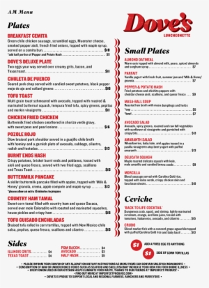Doves Am Menu