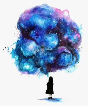 Watercolor Painting Drawing Galaxy Girl Illustration - Galaxy Drawing