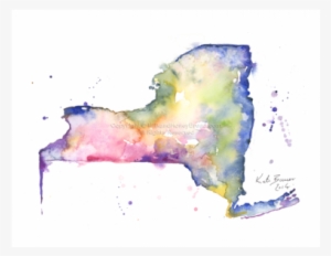New York Map - Watercolor Painting