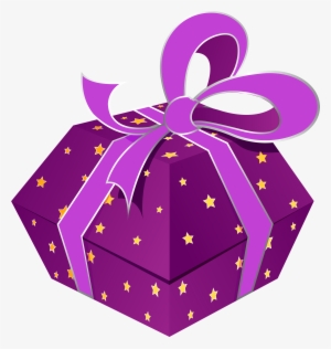 Purple Gift Box With Stars Png Clipart - Gift Png Purple