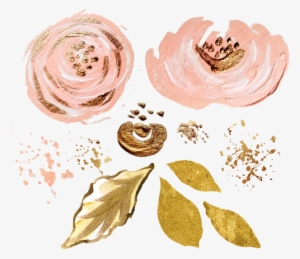 Pink Gold Watercolor Plant Ink Paint Flowers Freetoedit - Watercolor Painting