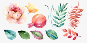 Artistic Clipart Watercolor Paint - Hojas Flores Acuarela Png