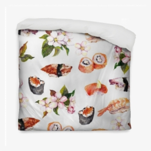 Sushi, Sakura Flowers Seamless Repeat Pattern