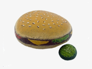 Hamburger & Pickle Painted Rocks - Painted Hamburger Rock