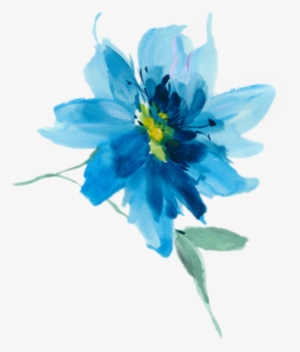 Watercolor Blueflower Sticker By Janet Murphy - Flores Azules Pintadas Png
