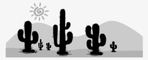 Cactus Fun With Desert Plants Stencils Saguaro Silhouette - Cactus In The Desert Black And White