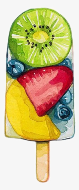 Ftestickers Watercolor Popsicle Fruit Freetoedit - Watercolour Food