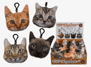 Plush Cat Face With Sound & Carabiner Hook Ca