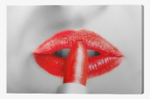 Close-up Of Sexy Woman Lips With Red Lipstick Canvas - Lipstick