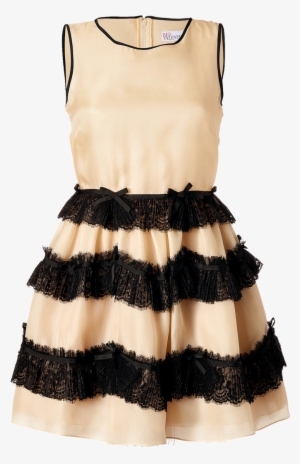 Valentino R E D Nude Silk Dress With Black Lace Trim - Liv And Maddie Clothes