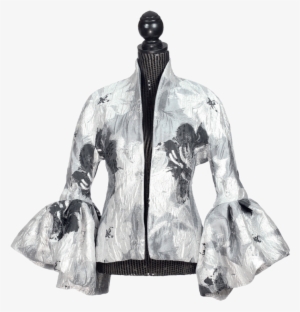 Cream Silk Jacket Black Lace Trim - Silk