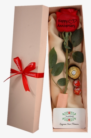 One Love Single Red Rose Anniversary Package - Single Red Rose Gift Box
