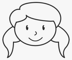 Girl With Pigtails Face Rubber Stamp - Stick Figure Girl Face