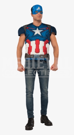 Adult Avengers 2 Deluxe Captain America Costume Top - Capt America Costume For Adult