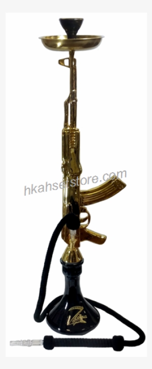 Zebra Ak-47 Gold Hookah - Gold Tommy Gun Hookah