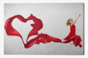 Dancing Young Woman With Flying Fabric Canvas Print - Modern Dance