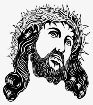 Jesus Christ With Crown Of Thorns Png Clip Art - God Black And White