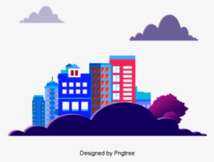 Vector Style Building Design Of Cartoon City, Cartoon, - Portable Network Graphics