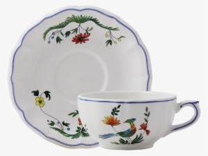 2 Tea Cups & Scrs - Gien - Oiseaux De Paradis - Cake Platter