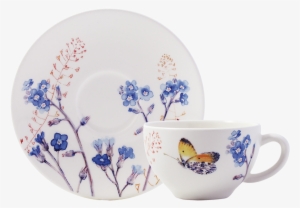 Gien Azur Teacup & Saucer, Set Of 2