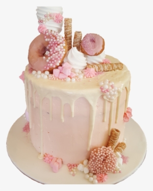 White Chocolate Drip Cake - White Chocolate And Pink Drip Cake