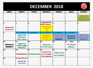 Long Beach Ski Club October To December 2018 Calendar - Calendar Date