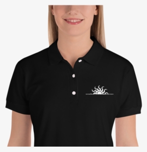 Women's Sundown Tribal Sun Embroidered Polo Shirt - Polo Shirt