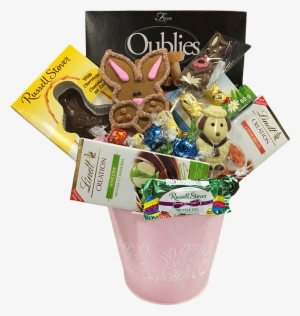 Easter Bunny Tin Gift Basket - Lindt Mint Coulis Creation Chocolate Bar