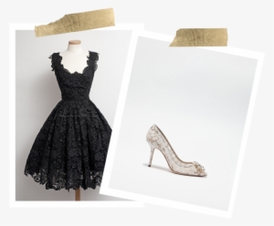 Black Lace Dress And Lace Pump Collage - Vestidos Negros De Encaje