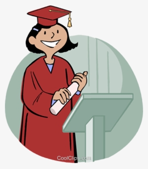 Girl Receiving Diploma Royalty Free Vector Clip Art - Getting A Diploma Clipart