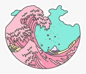Sticker Rosa Olas Mar Oceano Emoji Tumblr - Japanese Anime Pastel Wave
