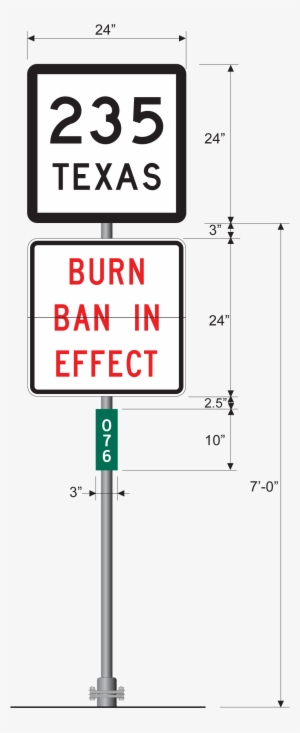 Route Marker Assembly With Burn Ban Sign - Texas State Highway 265 Sticker Decal R2560 Highway